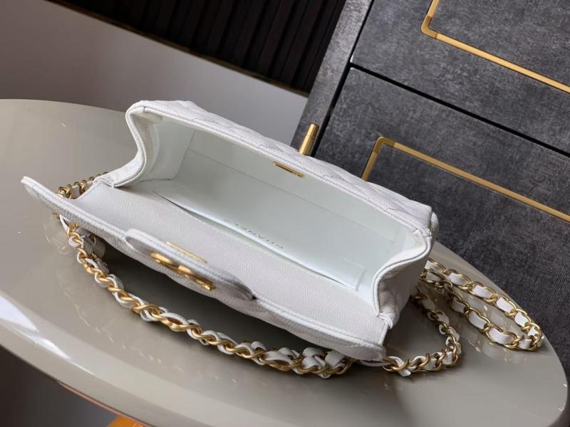Mini Chanel Leather Flap Bag White AS5329