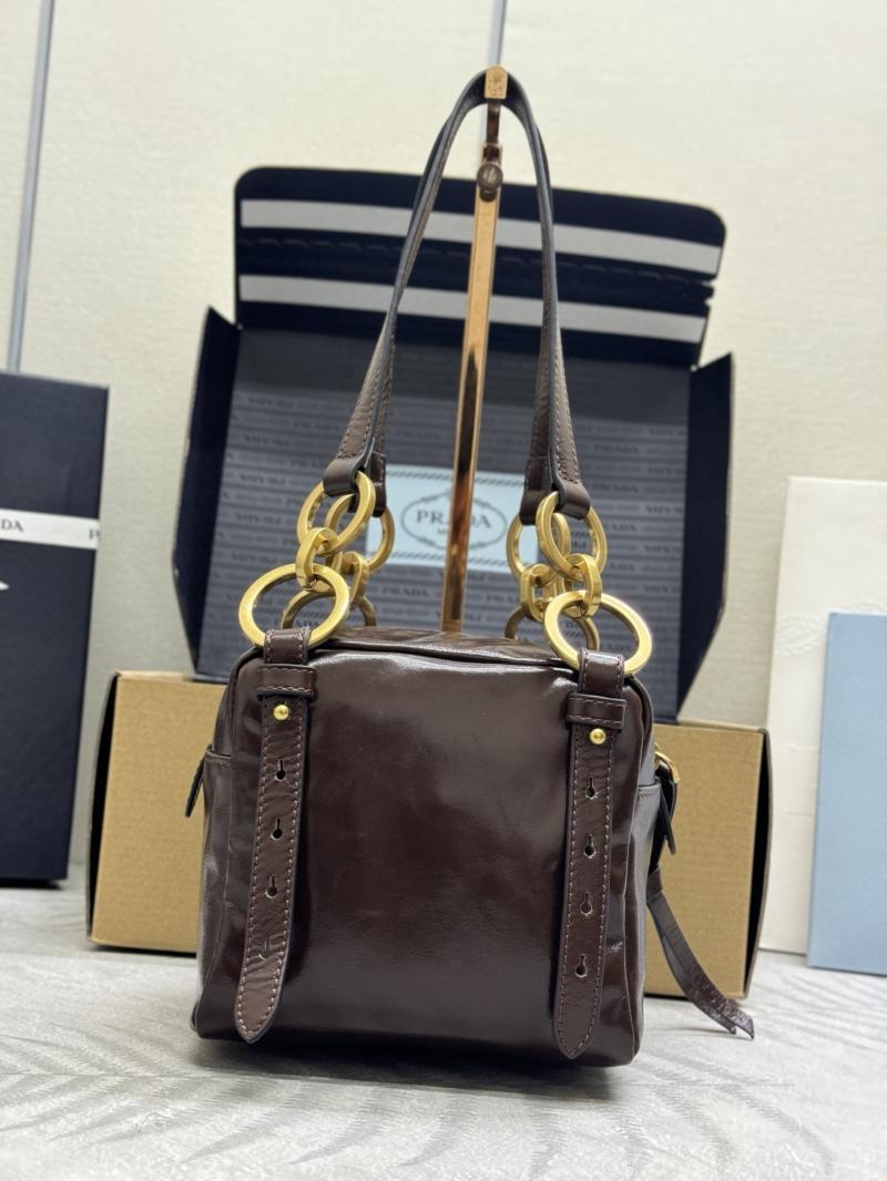 Prada Dangle leather top-handle mini-bag Dark Brown 1BB137