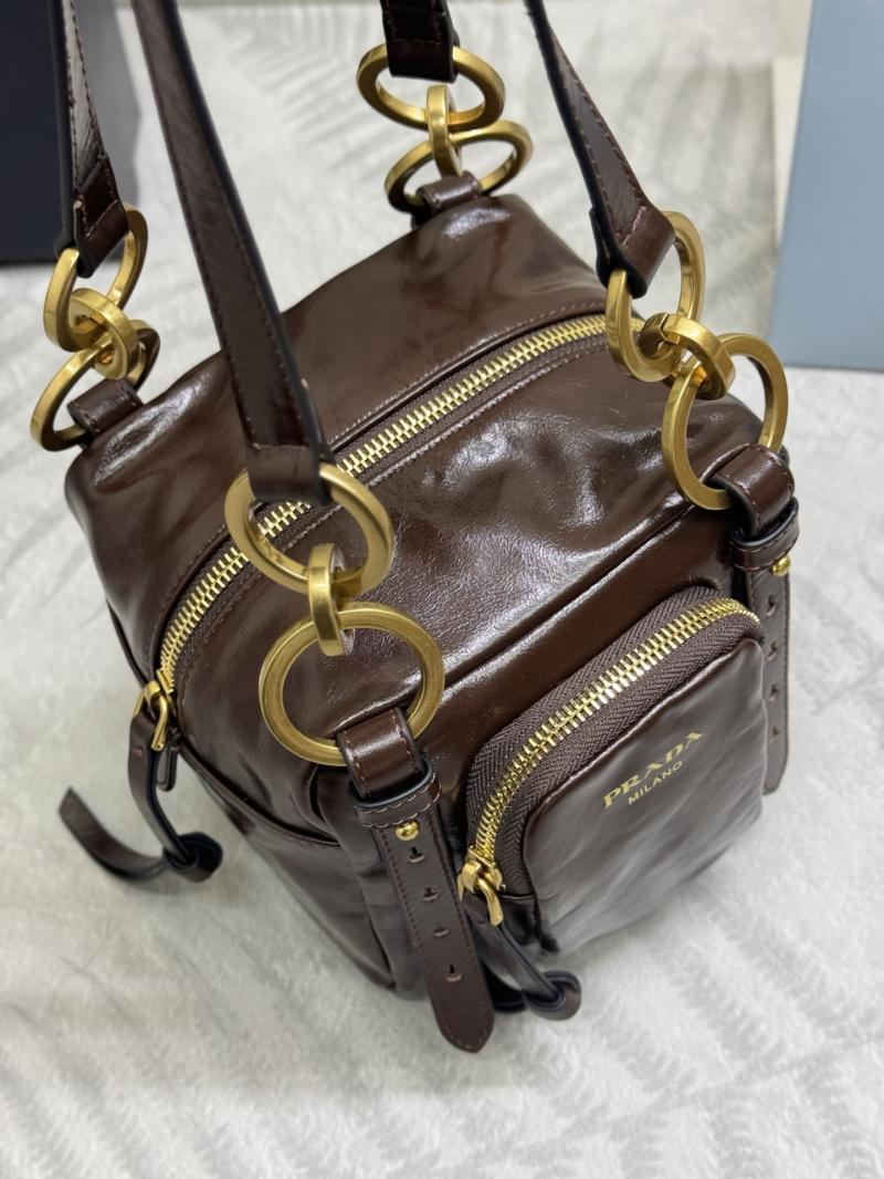 Prada Dangle leather top-handle mini-bag Dark Brown 1BB137