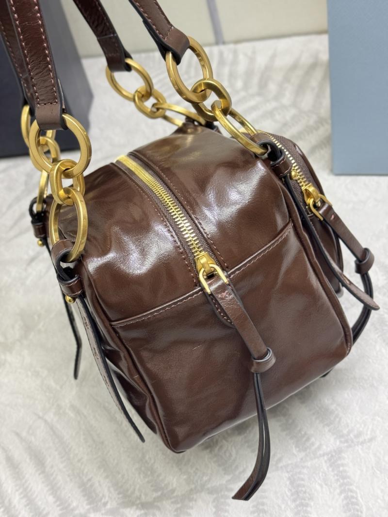 Prada Dangle leather top-handle mini-bag Dark Brown 1BB137
