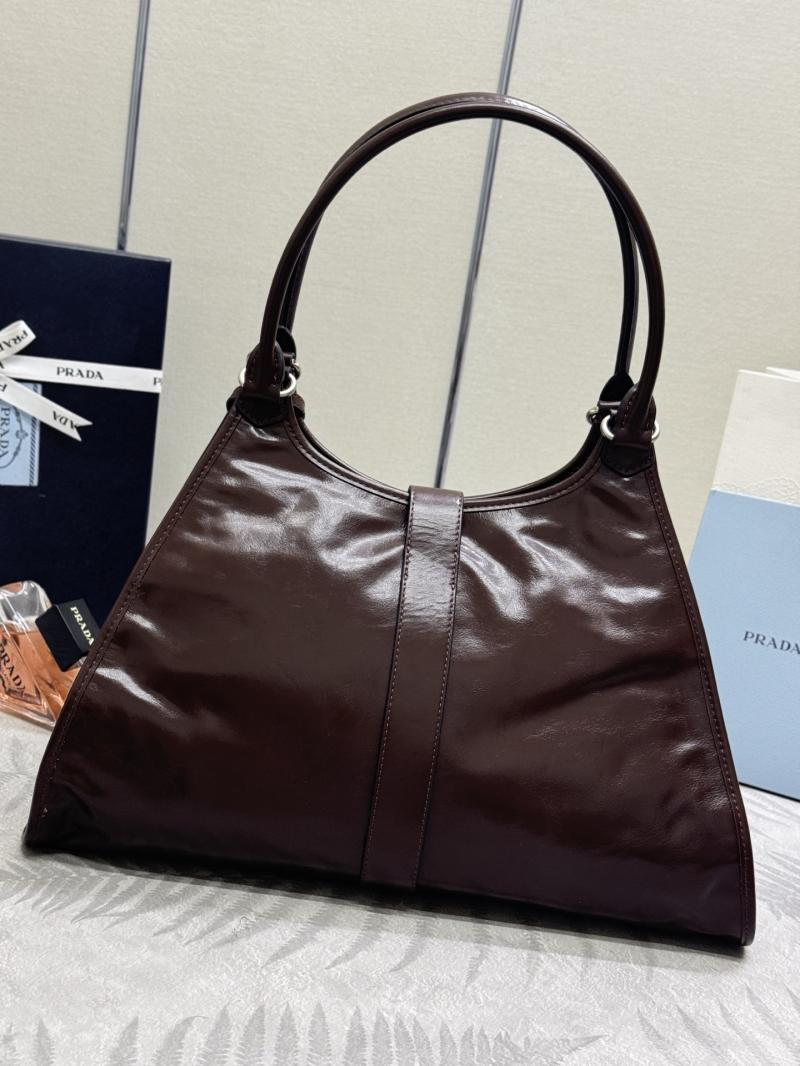 Prada Large leather tote bag Dark Brown 1BG570