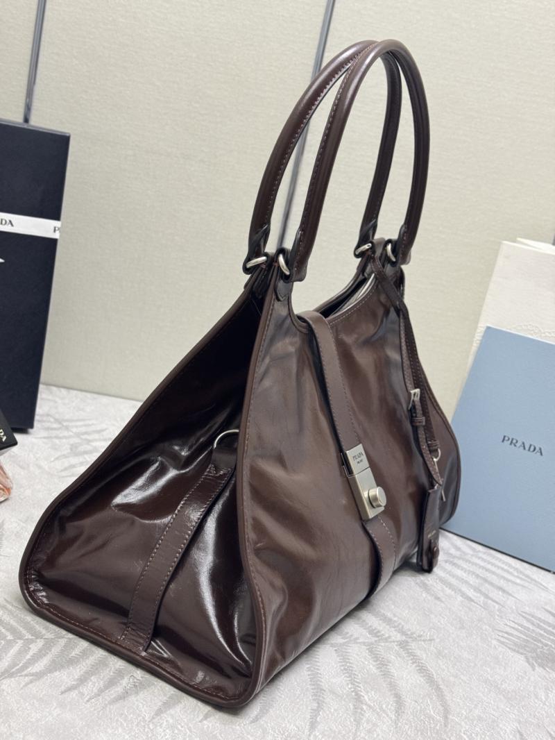 Prada Large leather tote bag Dark Brown 1BG570