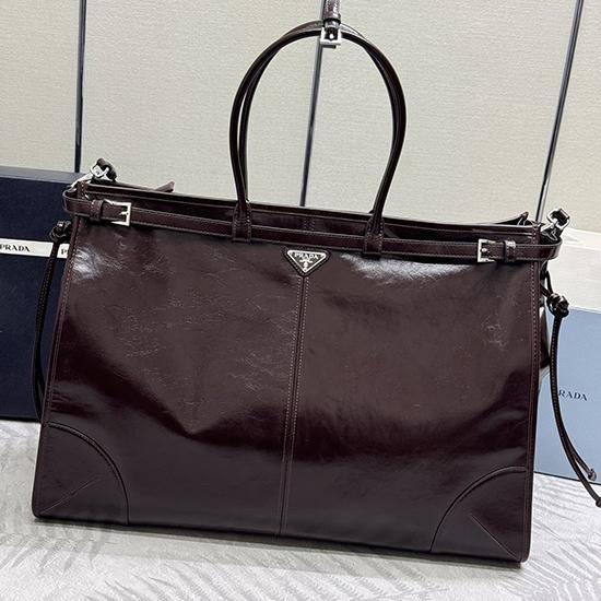 Prada Leather tote bag Dark Coffee 2VG128