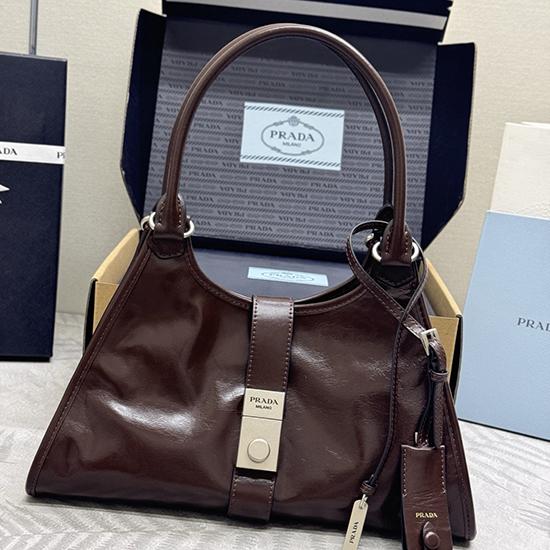 Prada Medium leather tote bag Dark Brown 1BG563