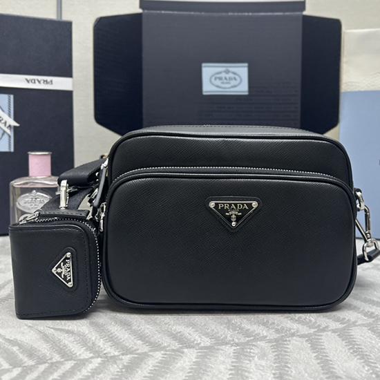 Prada Saffiano leather shoulder bag Black 2VH170