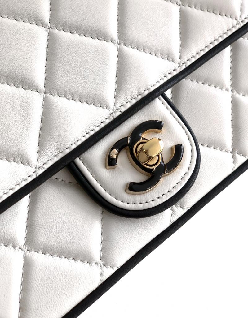 Small Chanel Lambskin Flap Bag White AS5149