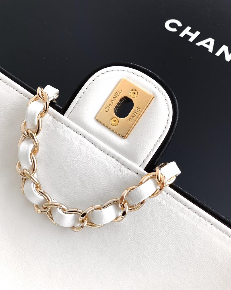 Small Chanel Lambskin Flap Bag White AS5149