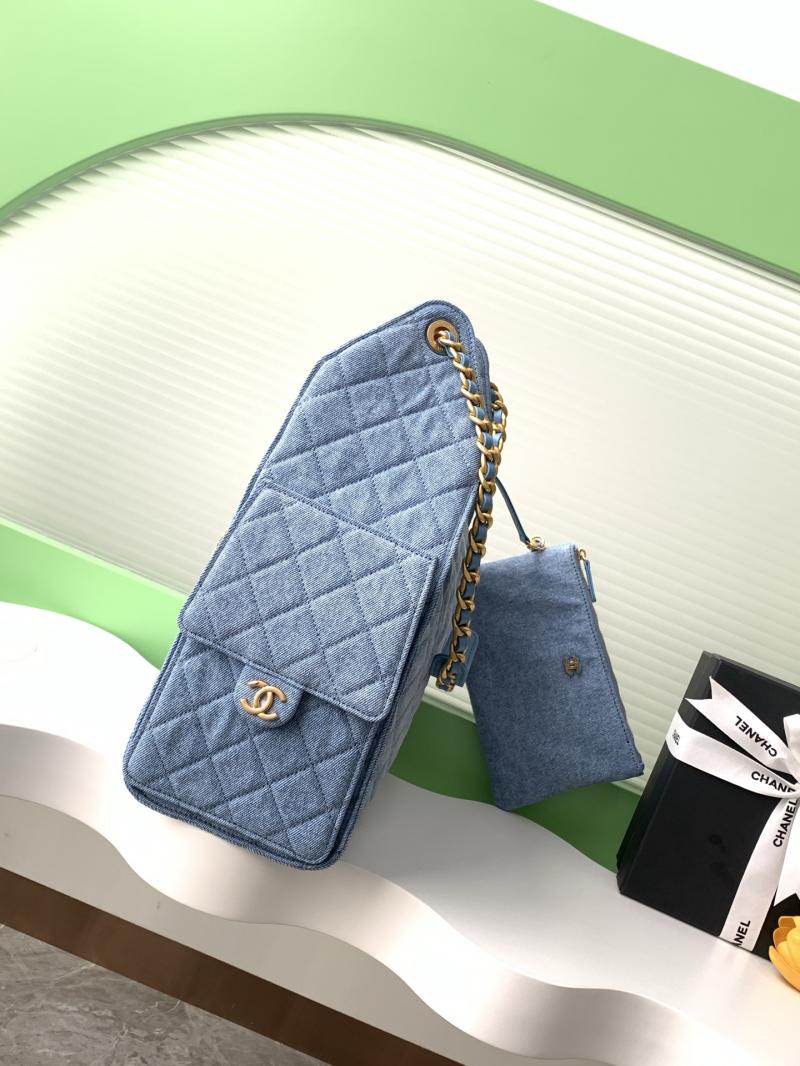 Chanel Denim 25 Medium Handbag Blue AS5311