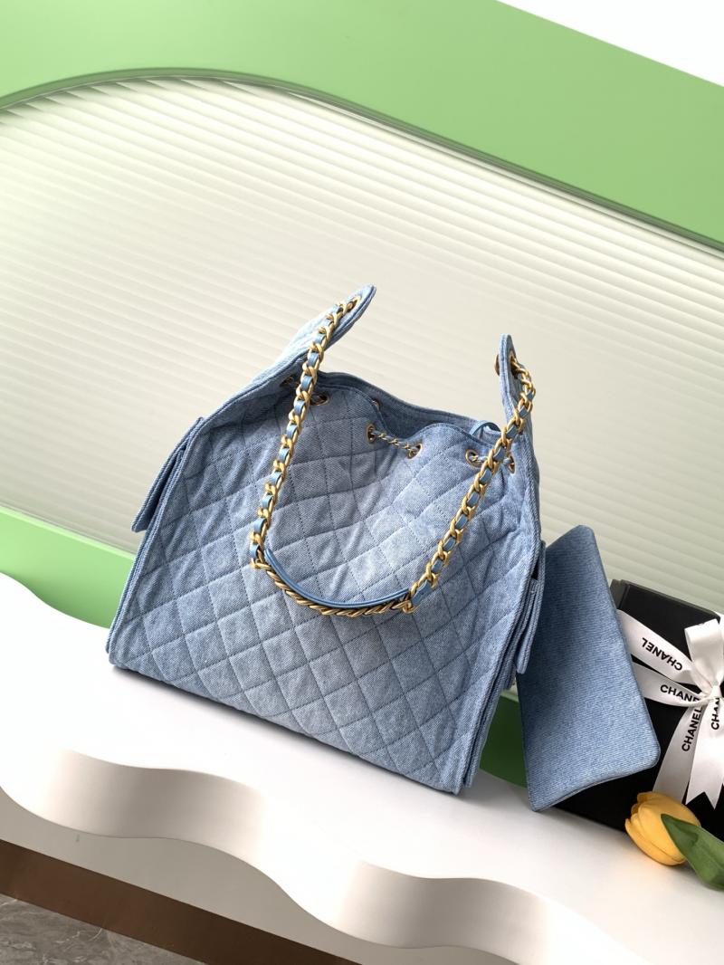 Chanel Denim 25 Medium Handbag Blue AS5311