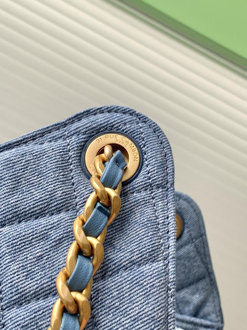 Chanel Denim 25 Medium Handbag Blue AS5311