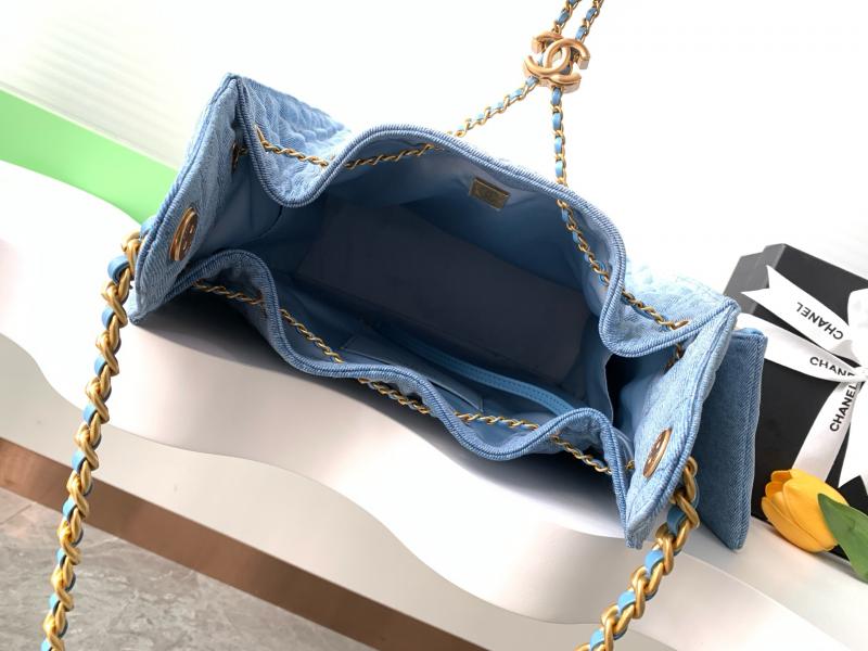 Chanel Denim 25 Medium Handbag Blue AS5311