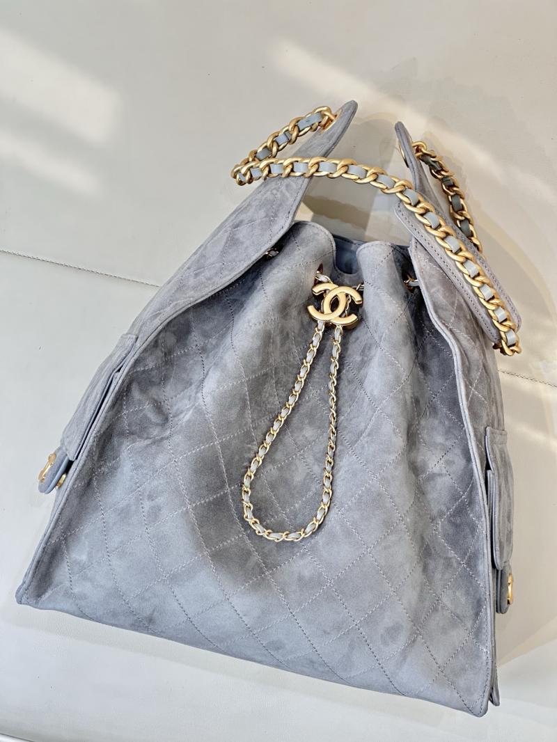 Chanel Suede 25 Medium Handbag Grey AS5311