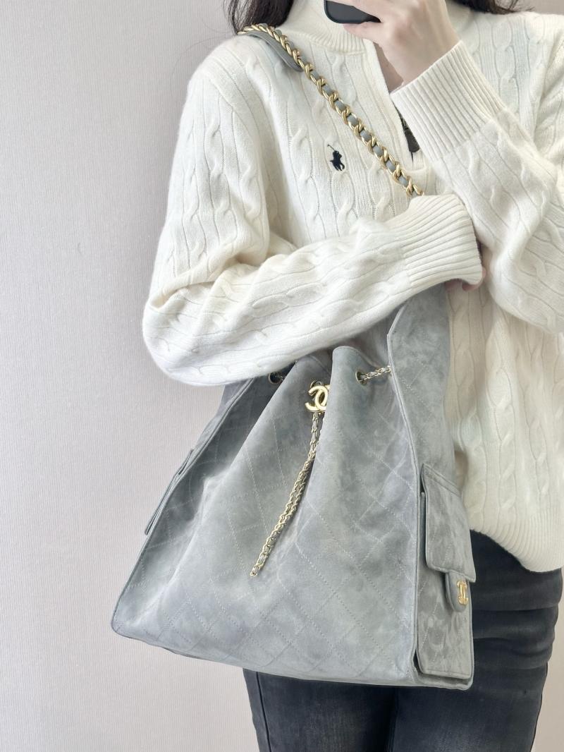 Chanel Suede 25 Medium Handbag Grey AS5311