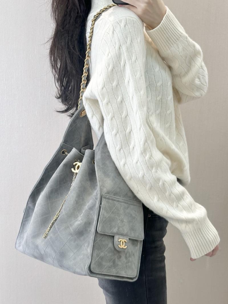 Chanel Suede 25 Medium Handbag Grey AS5311