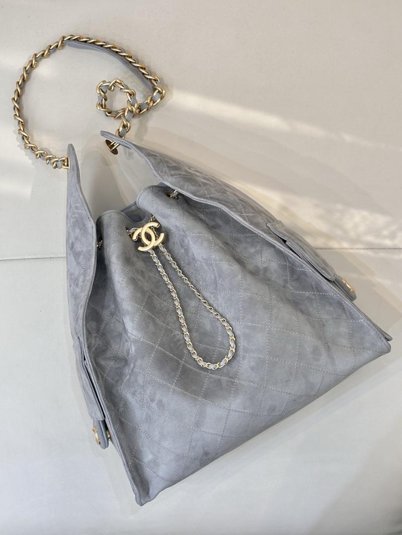 Chanel Suede 25 Medium Handbag Grey AS5311