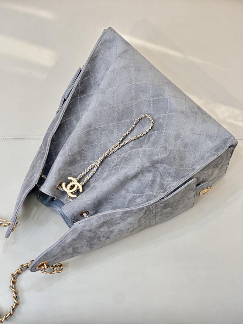 Chanel Suede 25 Medium Handbag Grey AS5311