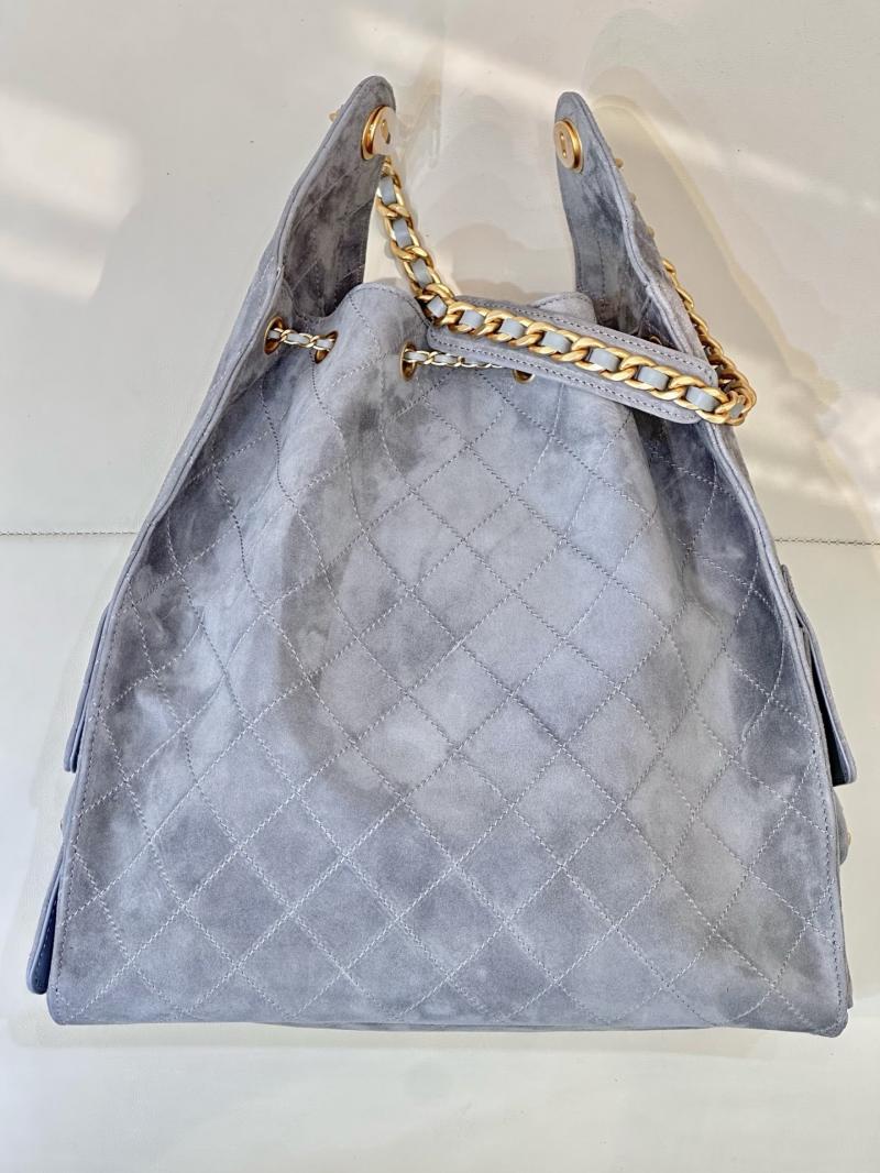 Chanel Suede 25 Medium Handbag Grey AS5311