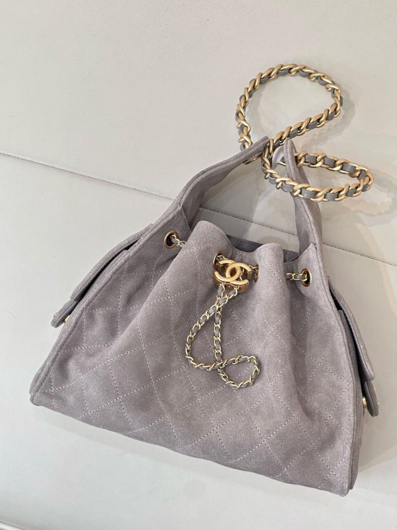 Chanel Suede 25 Small Handbag Light Grey AS2593