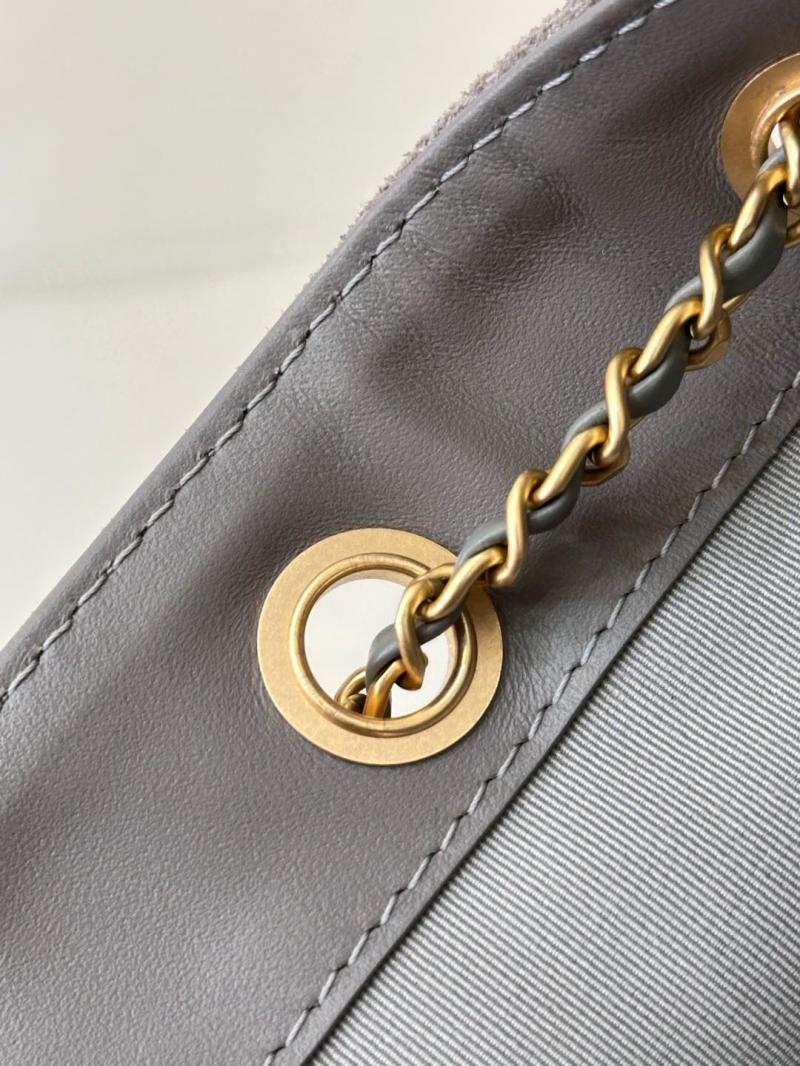 Chanel Suede 25 Small Handbag Light Grey AS2593