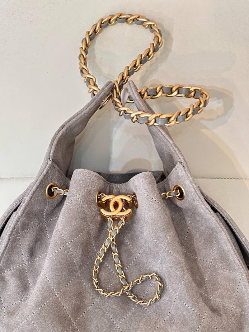 Chanel Suede 25 Small Handbag Light Grey AS2593