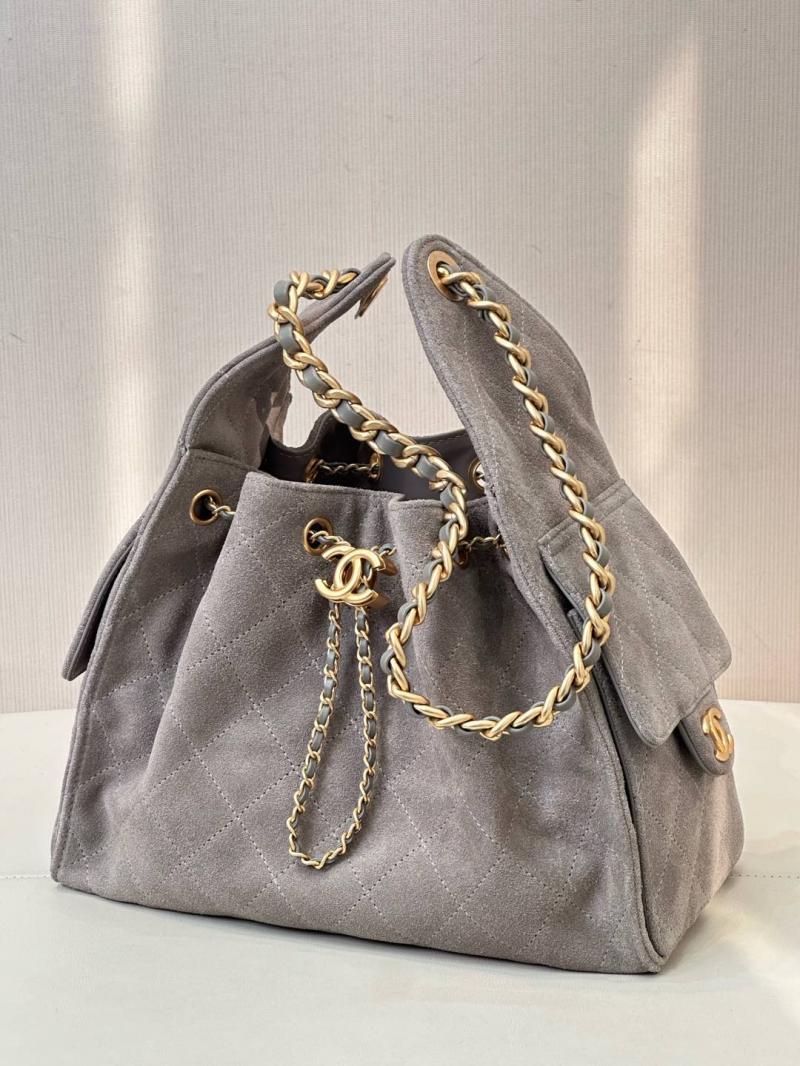 Chanel Suede 25 Small Handbag Light Grey AS2593