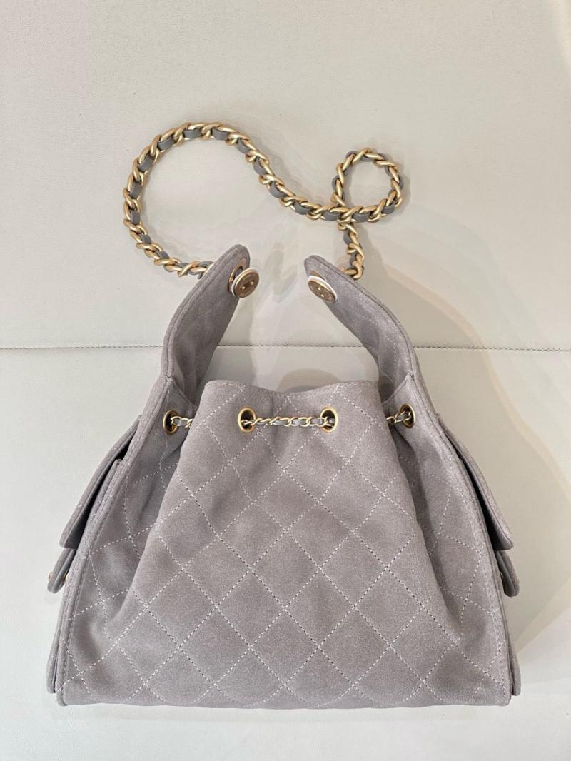 Chanel Suede 25 Small Handbag Light Grey AS2593