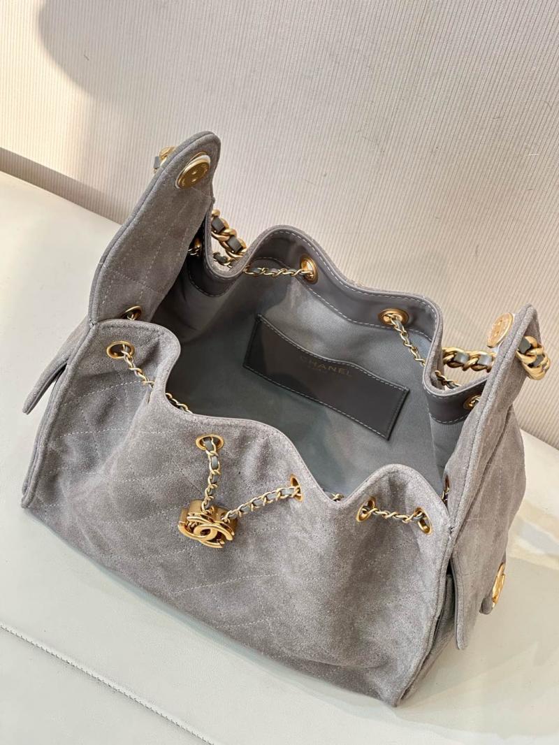 Chanel Suede 25 Small Handbag Light Grey AS2593