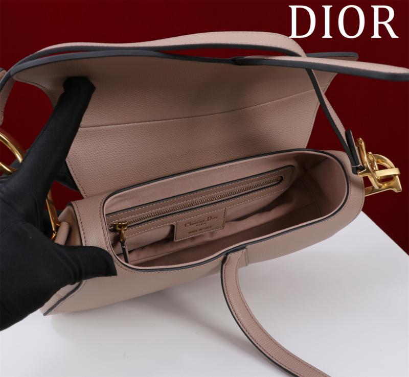 Dior Grained Calfskin Saddle Bag With Strap Taupe M0455