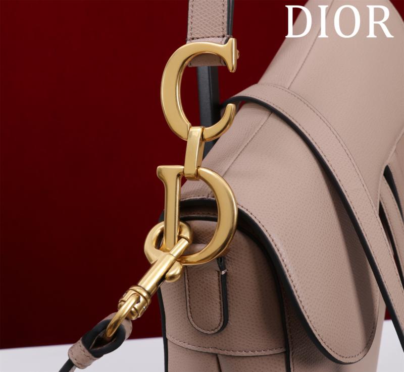 Dior Grained Calfskin Saddle Bag With Strap Taupe M0455