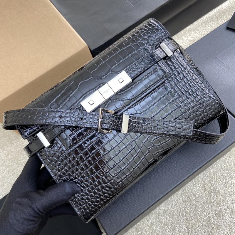 Saint Laurent Manhattan Small Bag Black Crocodile 675626