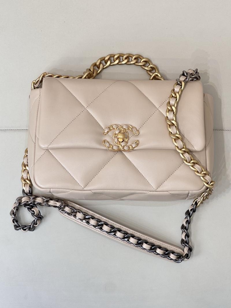 Chanel 19 Lambskin Flap Handbag Beige AS1160