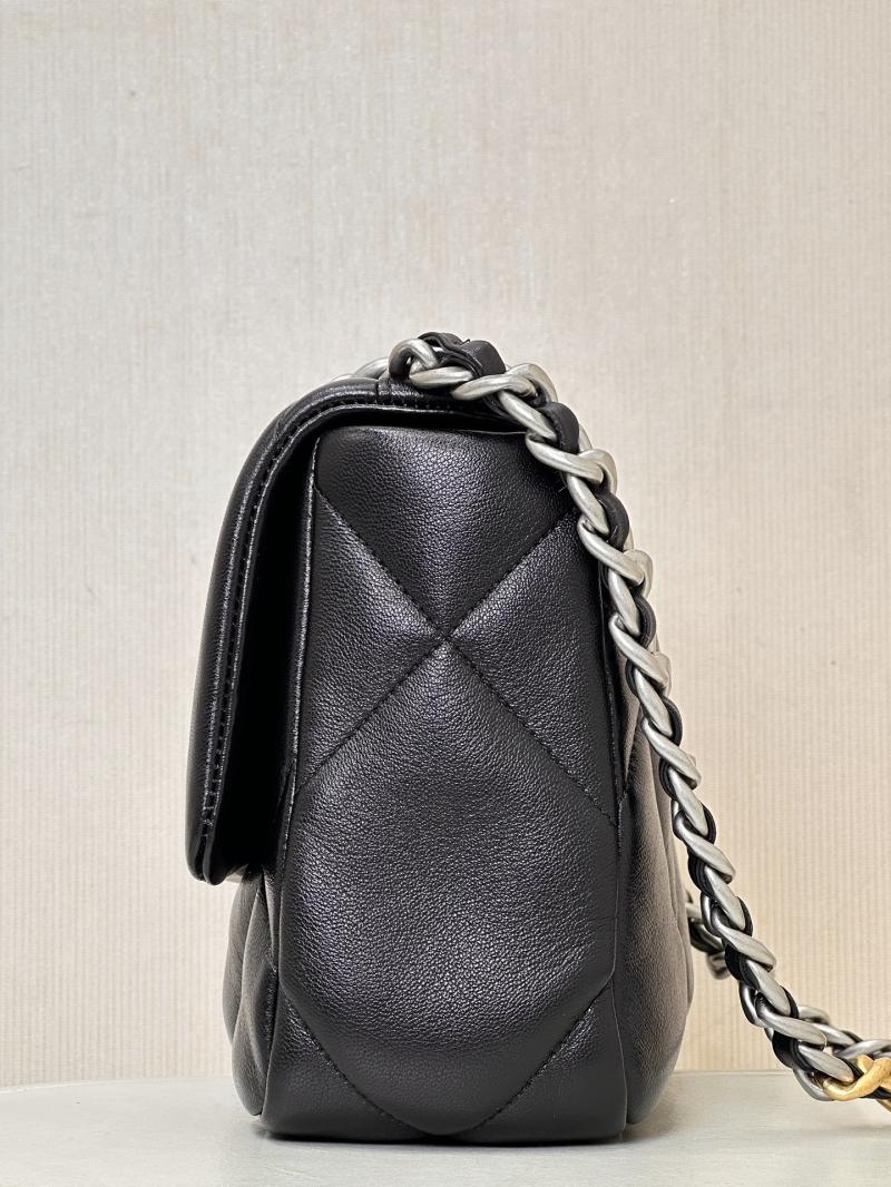 Chanel 19 Lambskin Flap Handbag Black with Silver AS1160
