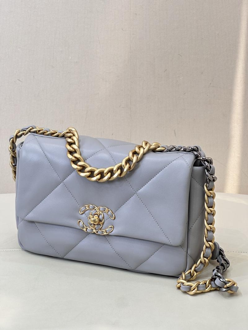 Chanel 19 Lambskin Flap Handbag Grey AS1160