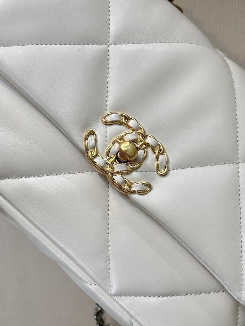 Chanel 19 Lambskin Flap Handbag White AS1160