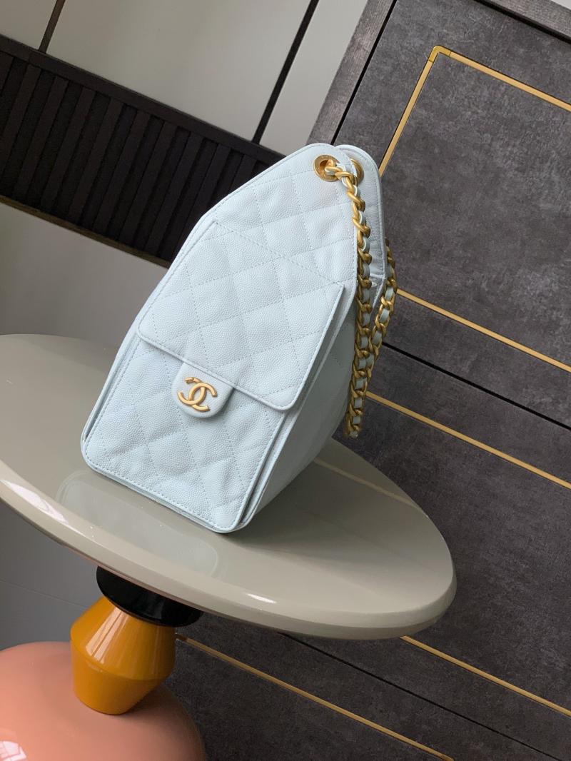 Chanel Grained Calfskin 25 Small Handbag Blue AS5293