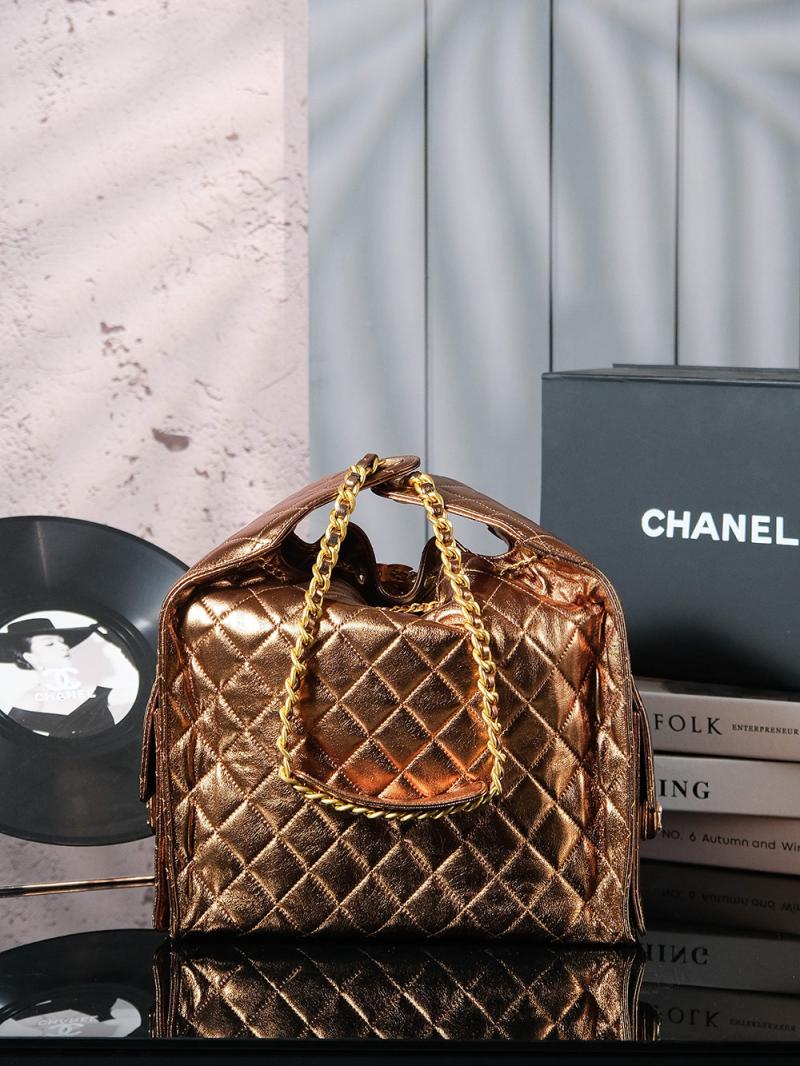 Chanel Lambskin 25 Medium Handbag Gold AS5311