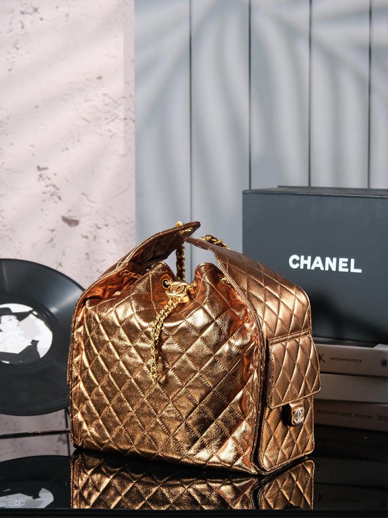 Chanel Lambskin 25 Medium Handbag Gold AS5311