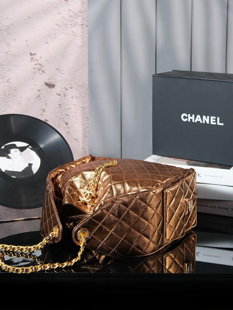 Chanel Lambskin 25 Medium Handbag Gold AS5311