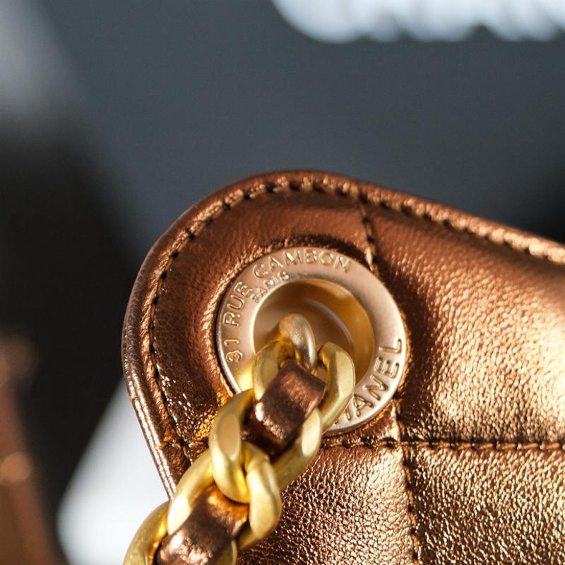 Chanel Lambskin 25 Medium Handbag Gold AS5311
