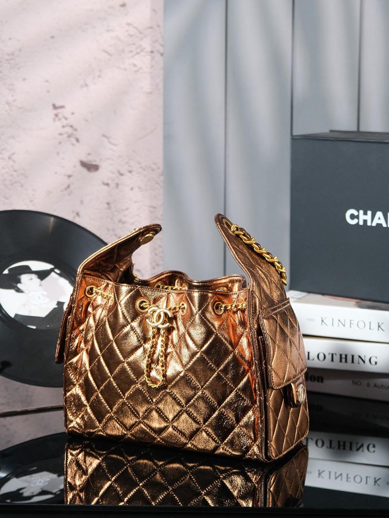 Chanel Lambskin 25 Small Handbag Gold AS5293