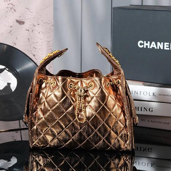 Chanel Lambskin 25 Small Handbag Gold AS5293