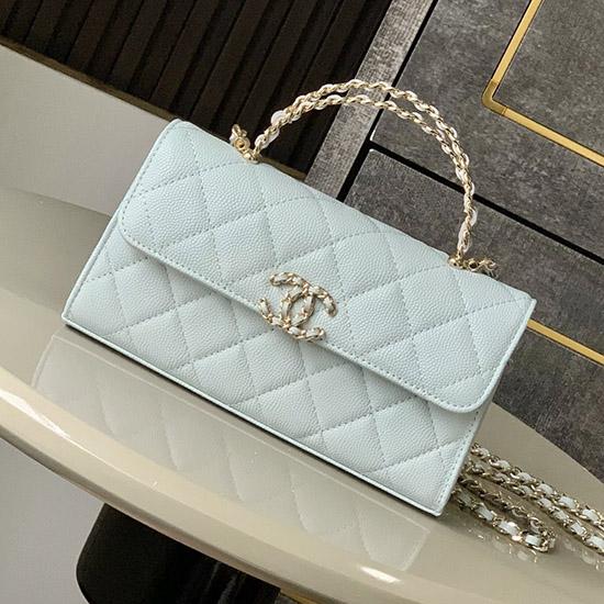 Chanel Phone Holder with Chain Light Blue AP3238