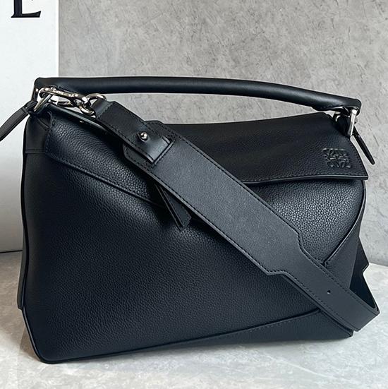 Loewe Grained Calfskin Medium Puzzle Edge Bag Black A510