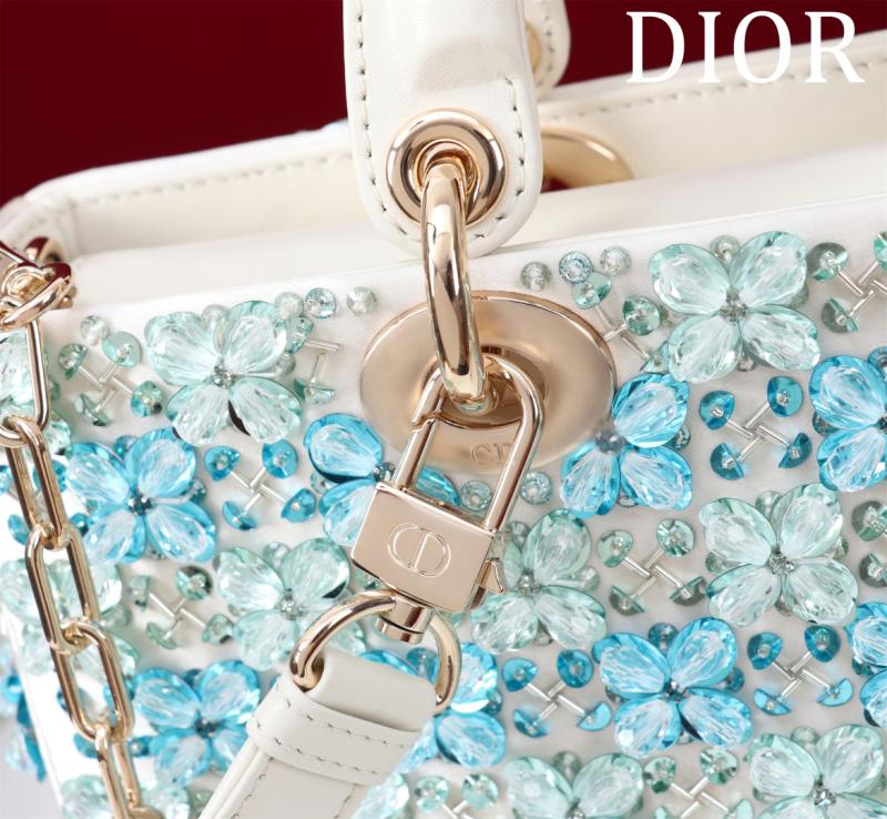 Medium Lady D-Joy Embroidered Bag Blue M0540