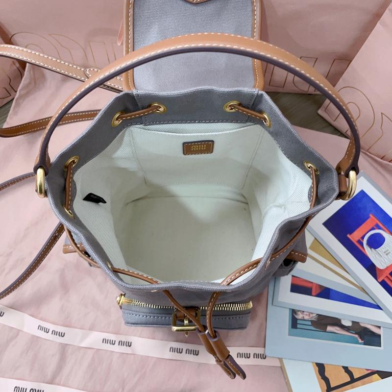 Miu Miu Canvas and leather backpack Grey 5BZ043