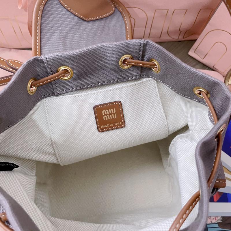 Miu Miu Canvas and leather backpack Grey 5BZ043