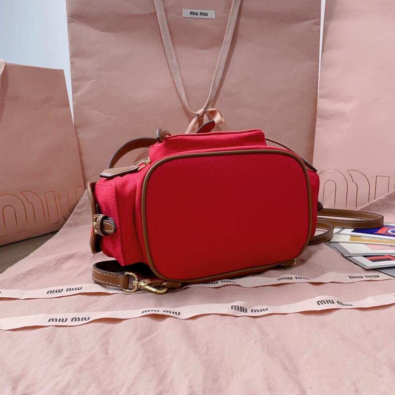 Miu Miu Canvas and leather backpack Red 5BZ043
