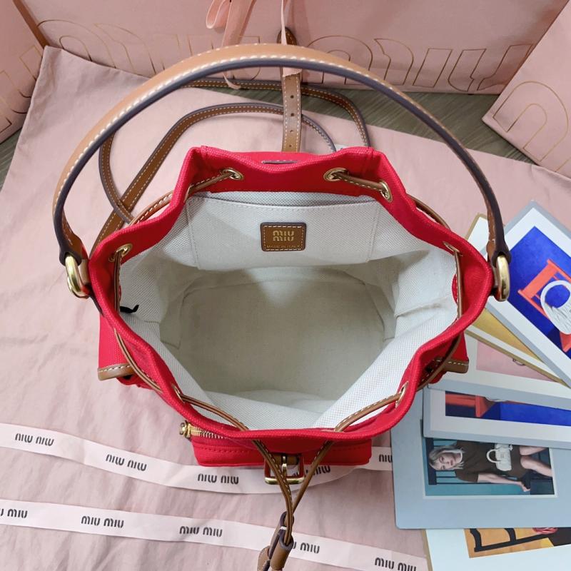 Miu Miu Canvas and leather backpack Red 5BZ043