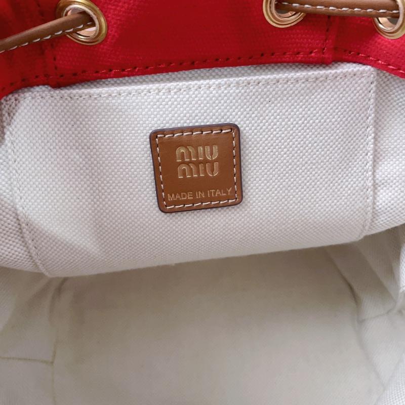 Miu Miu Canvas and leather backpack Red 5BZ043