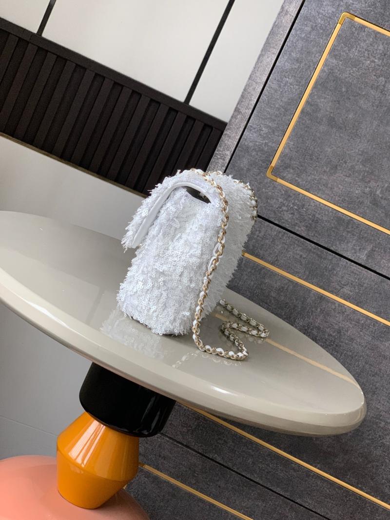 Small Chanel Sequins Shoulder Bag White CF2031